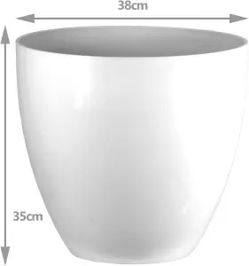 simpa 2PC Avant-Garde White Gloss Plastic Planter 38cm (Dia).