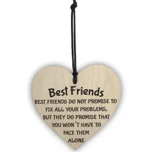 Red Ocean Best Friends Face Problems Together Wooden Hanging Heart Plaque