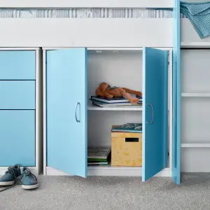 Lacy Blue Storage Mid Sleeper Bed And Orthopaedic Mattress