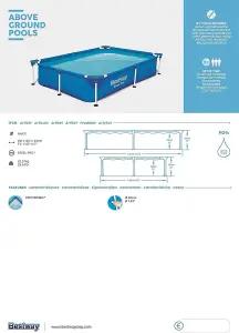 Bestway 7.3Ft Rectangular Frame Swimming Pool Steel Pro Paddling Family Kids