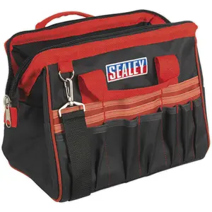 Durable Red Tool Bag with Multiple Pockets and Padded Base - 300 x 200 x 255mm