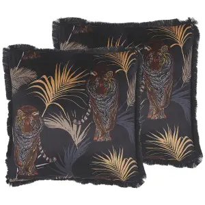 Set of 2 Cushions RAMTEK Boucle 45 x 45 cm Animal Black