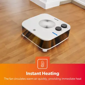 Geepas 2kW Flat Fan Heater with Adjustable Thermostat Cool/Warm/Hot