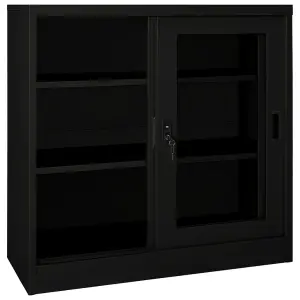 Berkfield Sliding Door Cabinet Black 90x40x90 cm Steel