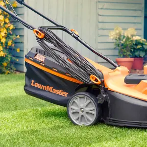 LawnMaster 1600W 37cm Electric Lawn Mower with Rear Roller - 2 Year Guarantee