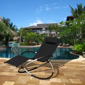 Smart Living Zero Gravity Rocking Sun Lounger Chair with Pillow  Black