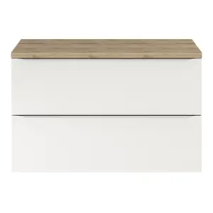 GoodHome Hartland Natural Straight Oak Worktop (T) 2.7cm x (L) 100.5cm x (W) 45.5cm