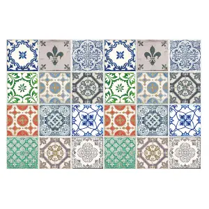 24 Pieces 15x15cm Vintage Porcelain Tile Stickers