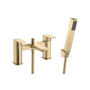 Hoveton Brushed Brass effect Deck-mounted 2 Tap Hole Shower mixer Tap