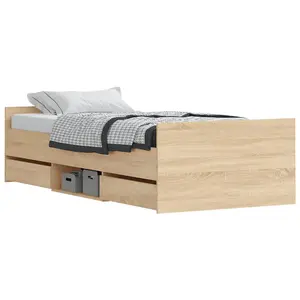 Berkfield Bed Frame with Headboard and Footboard Sonoma Oak 90x200 cm