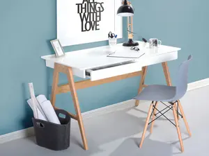 Home Office Desk with Storage White SHESLAY