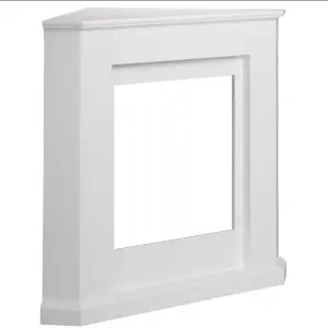 Modern White Corner Electric Fireplace Surround Only