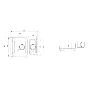 Rangemaster Classic Stainless steel 1.5 Bowl Sink 472mm x 597mm