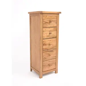 Trivento 5 Drawer Narrow Chest of Drawers Wood Knob