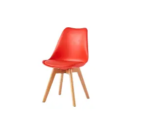 Single Dining Chair with Solid Wooden Legs and Seat Cushion Pad - Eva by MCC