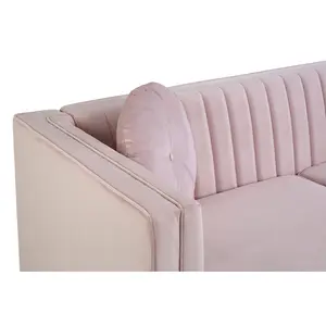 Interiors by Premier Farah 3 Seat Pink Velvet Sofa