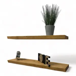 Set of 2 Live Edge Rustic Wall Shelves Ideal for Kitchen Room Deco Shelf (Rustic Pine, 40 cm Long)