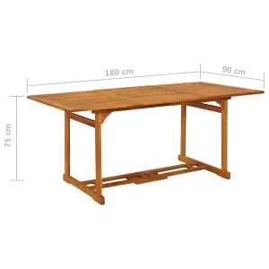 Berkfield Garden Dining Table 180x90x75 cm Solid Acacia Wood