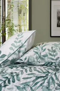 TLC All Grown Up Green Printed Percale 100% Cotton Duvet Bedding Cover Set