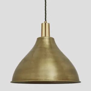 Industville Sleek Cone Pendant, 12 Inch, Brass, Brass Holder