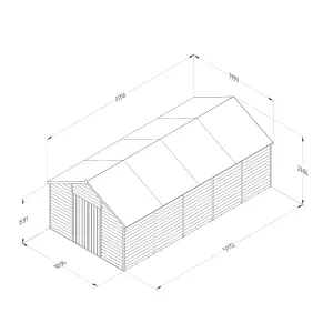 Forest Garden Overlap 20x10 ft Apex Wooden 2 door Shed with floor (Base included) - Assembly service included