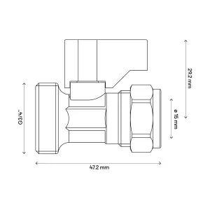 Flomasta Compression Straight Washing machine Valve (Dia)19.05mm x ¾"