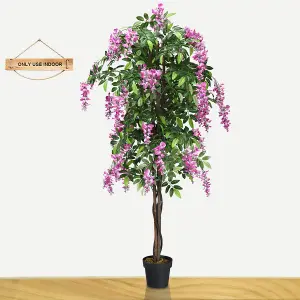 Costway 180cm Realistic Artificial Wistera Flower Tree Fake Greenery Plants Potted Plant