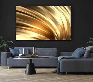 Gold Textured Fabric Canvas Print Wall Art - Medium 20 x 32 Inches