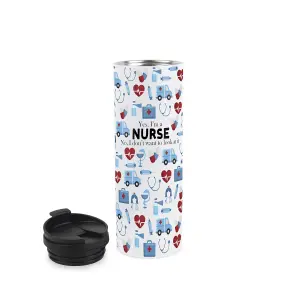 Nurse Travel Mug - Novelty Trades Gift Stainless Steel Vacuum-Sealed Double-Walled Hot/Cold Drinks Travel Flask