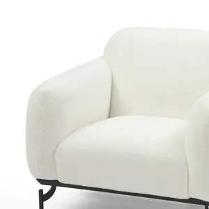 Teddy Boucle Fabric White Aria Accent Chair