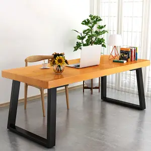 2 Pcs Black Metal Industrial Furniture Legs Trapezoid Table Legs for DIY Table Bench Chair H 40 cm