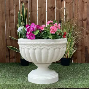 Cross Patterned Sandstone Large Garden Urn