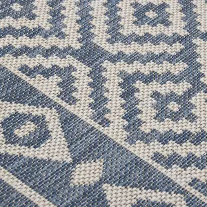 Outdoor Flatweave Rug 120x170 cm Blue Stripes