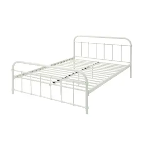 Tewin Vintage Hospital Style White Small Double Metal Bed Frame