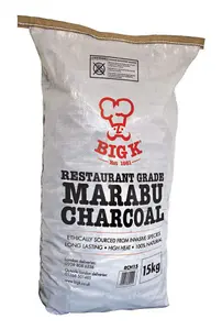 Big K Products Long Lasting, Professional Grade Marabu Lumpwood Charcoal, RCH15-BQ-QTRPLT, 11 x 15kg Bags