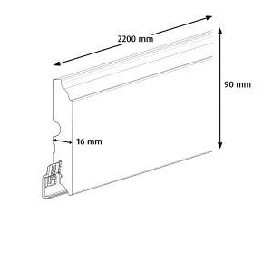 GoodHome White MDF Skirting board (L)2.2m (W)90mm (T)16mm