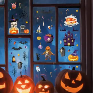 Walplus Halloween Glow In The Dark Haunted Pumpkin Window Cling