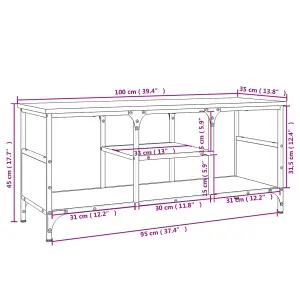 Berkfield TV Cabinet Brown Oak 100x35x45 cm Engineered Wood&Iron