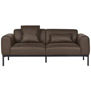 2 Seater Faux Leather Sofa Dark Brown MALMOS