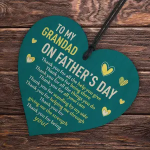 Red Ocean Fathers Day Thank You Gift For Grandad - Wooden Heart Gift For Grandad - Grandfather Fathers Day -