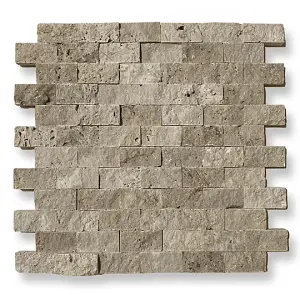 Rustic Travertine 2.5 x 5cm Brick Size Split Face Cladding 30.5 x 30.5cm Tile, Sold Per Tile