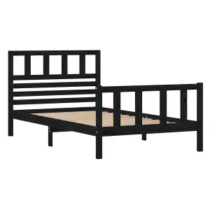 Berkfield Bed Frame Black Solid Wood 100x200 cm