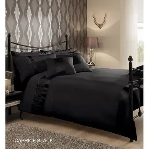 Brinwood Solid Colour Duvet Cover Set with Pillowcases Black / Single - 1 Standard Pillowcase