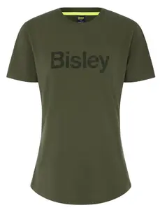 BISLEY WORKWEAR WOMEN'S COTTON LOGO TEE XXXXXXX Large ARMY GREEN 16