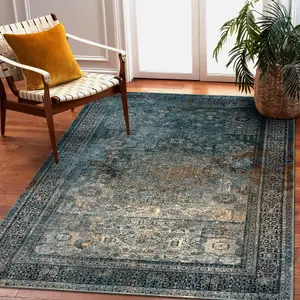 Wool carpet OMEGA Mamluk Vintage rosette dark blue 135x200 cm