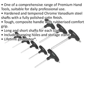 Premium 8 Piece T-Handle Metric Hex Key Set with Long and Short Shafts