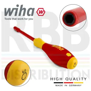 Wiha Hex Driver Screwdriver  1000v VDE Electrician 6mm SoftFinish Grip 00857