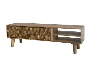 Geometric TV Unit - Mango Wood - L35 x W140 x H42 cm - Mango Light Finish