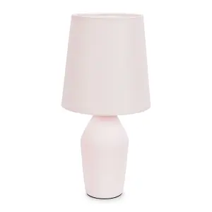 ValueLights Arlo Rose Pink Ceramic Base Table Lamp with Tapered Shade - LED Bulb Included