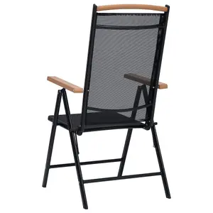 Berkfield Folding Garden Chairs 2 pcs Aluminium and Textilene Black